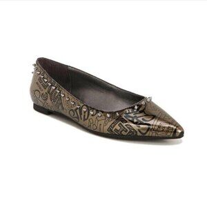 Circus by Sam Edelman Gold and Black Flats with Pointed Toe